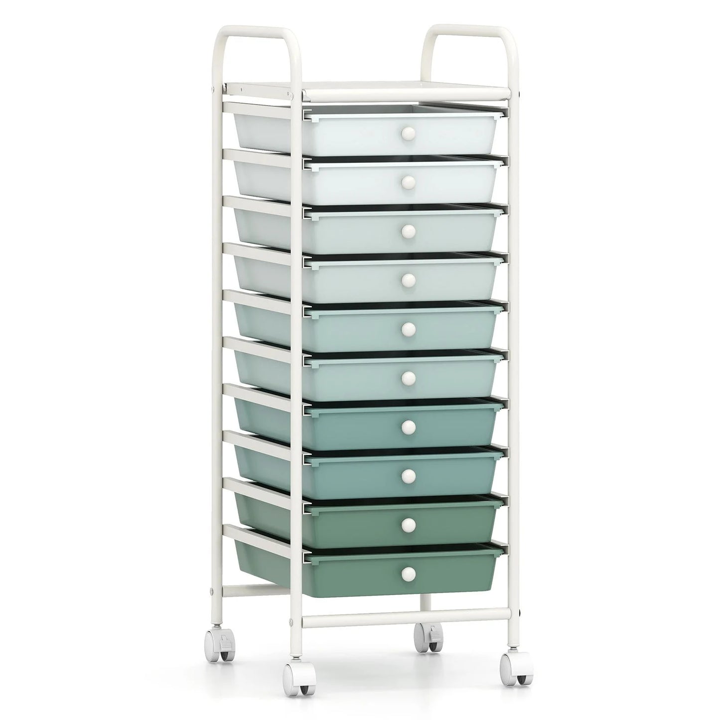 GiantexUK 10 Drawers Rolling Trolley, Multipurpose Utility Storage Organizer Cart with Wheels