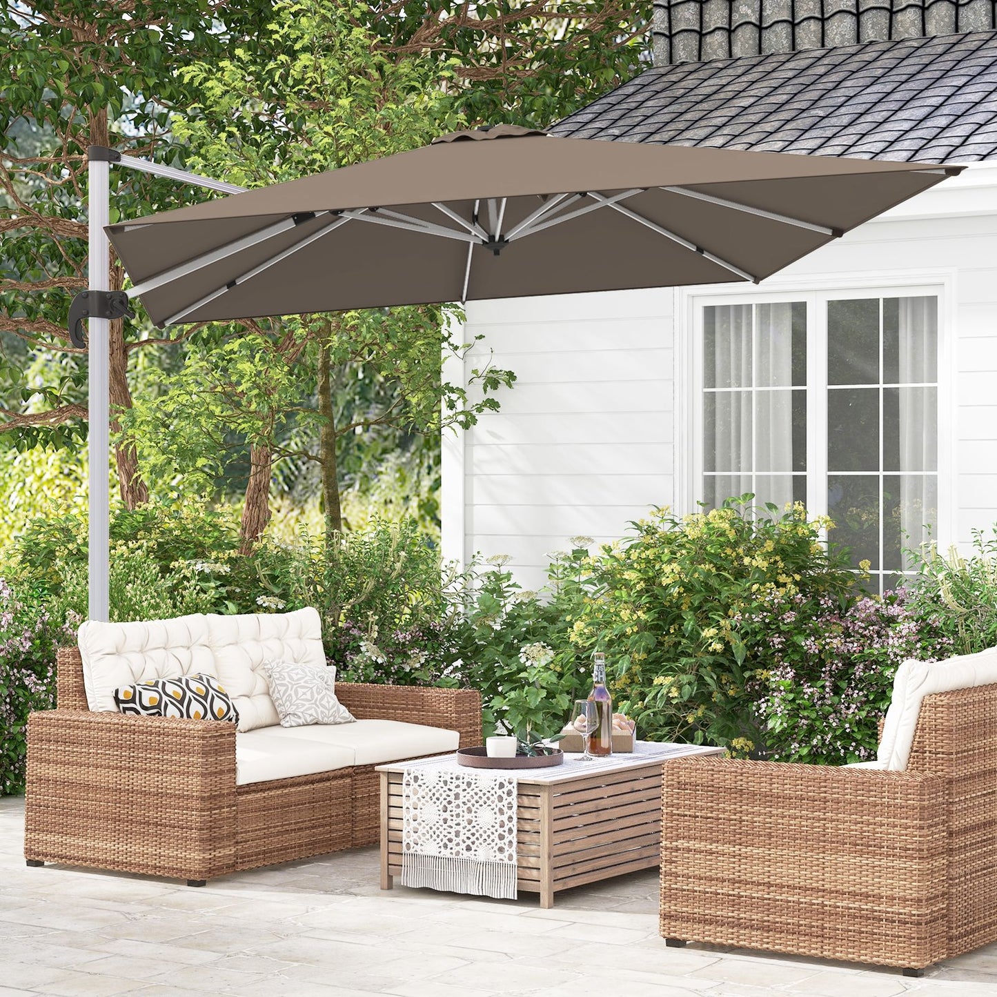 300cm Patio Cantilever Umbrella with 360° Rotation and Adjustable Tilt