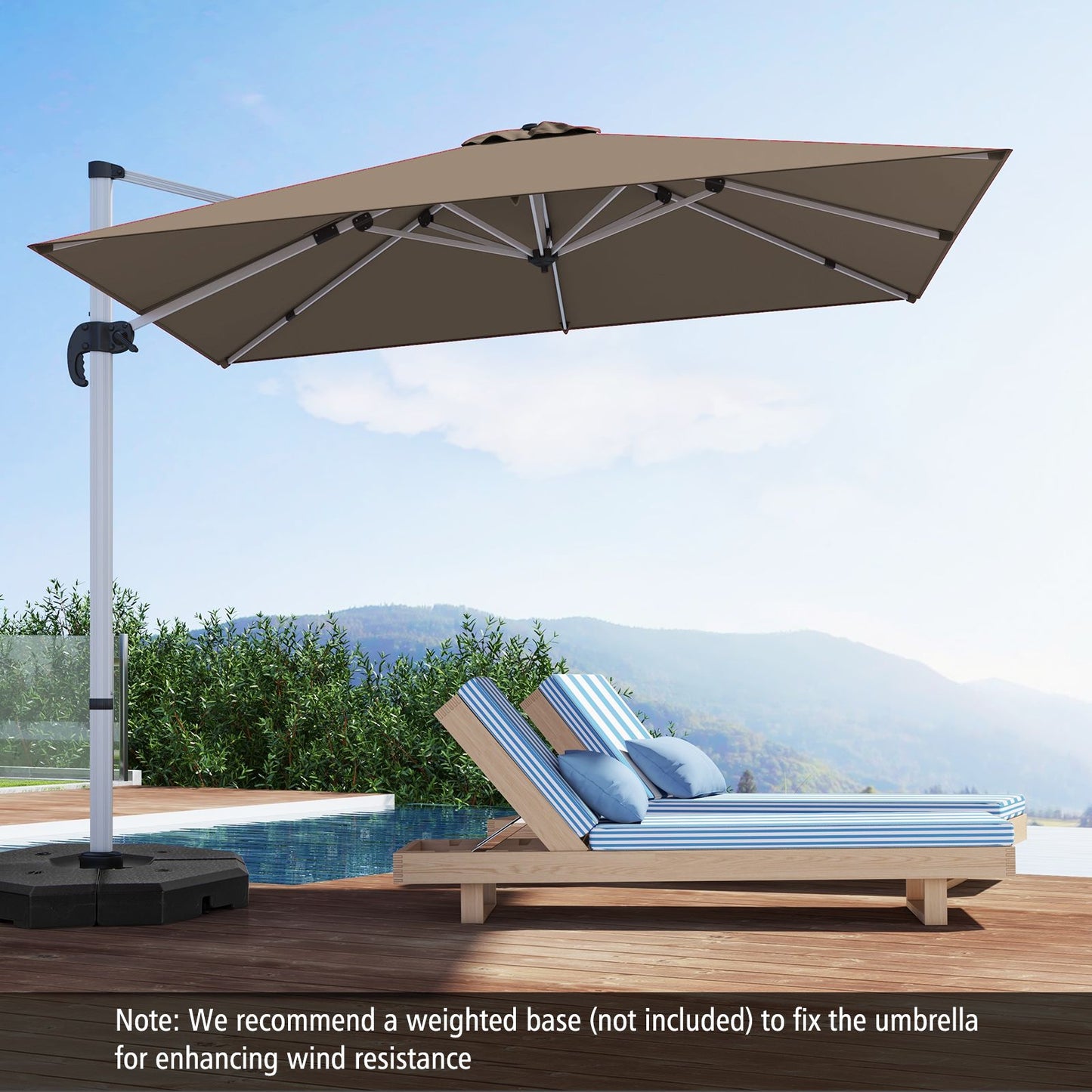 300cm Patio Cantilever Umbrella with 360° Rotation and Adjustable Tilt