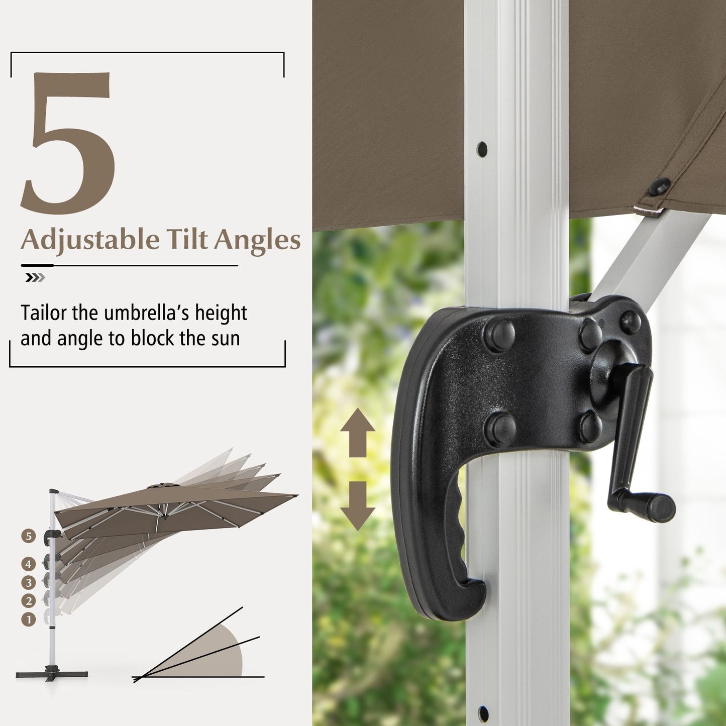 300cm Patio Cantilever Umbrella with 360° Rotation and Adjustable Tilt