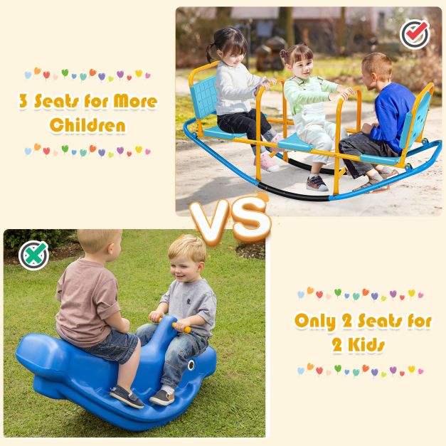 3 Person Kids Seesaw Teeter Totter for Kids Age 3-8