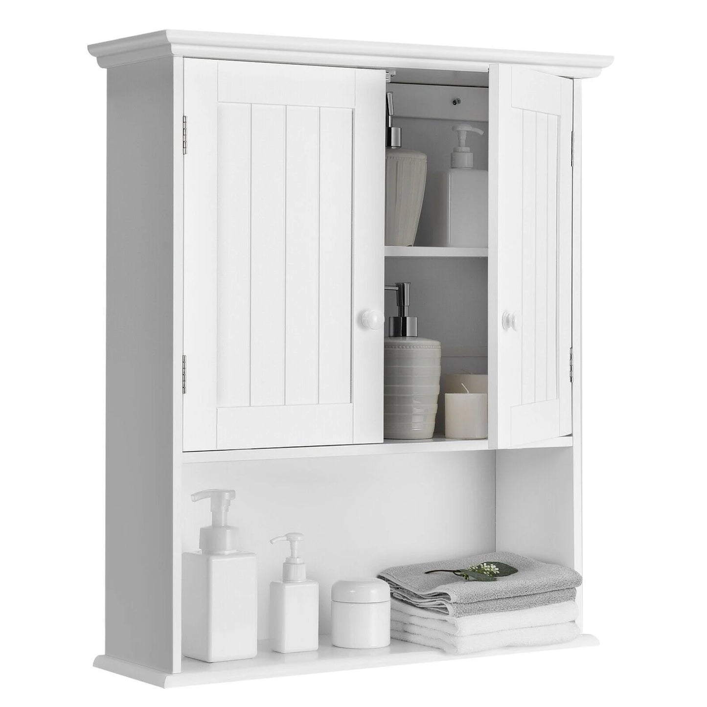 Wooden Wall Mounted Medicine Cabinet with Double Door