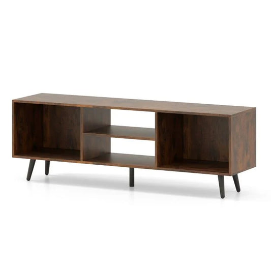 120cm Mid Century Modern TV Stand with Shelves and 5 Metal Legs