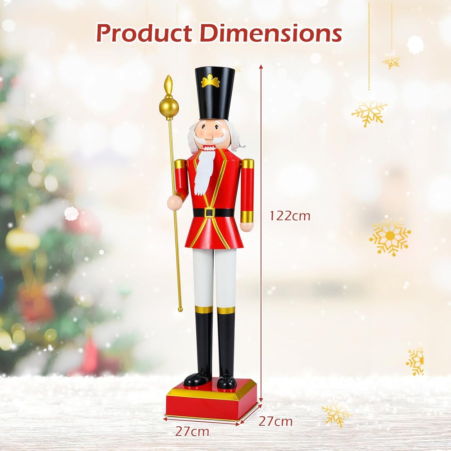 83cm/122cm Christmas Nutcracker, Metal Xmas Nutcracker Figure with High Hat