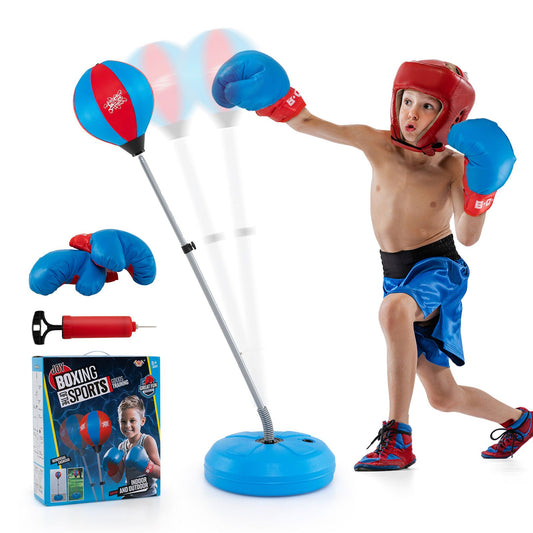 122cm Height Adjustable Punching Ball Stand Box with Stand and Gloves