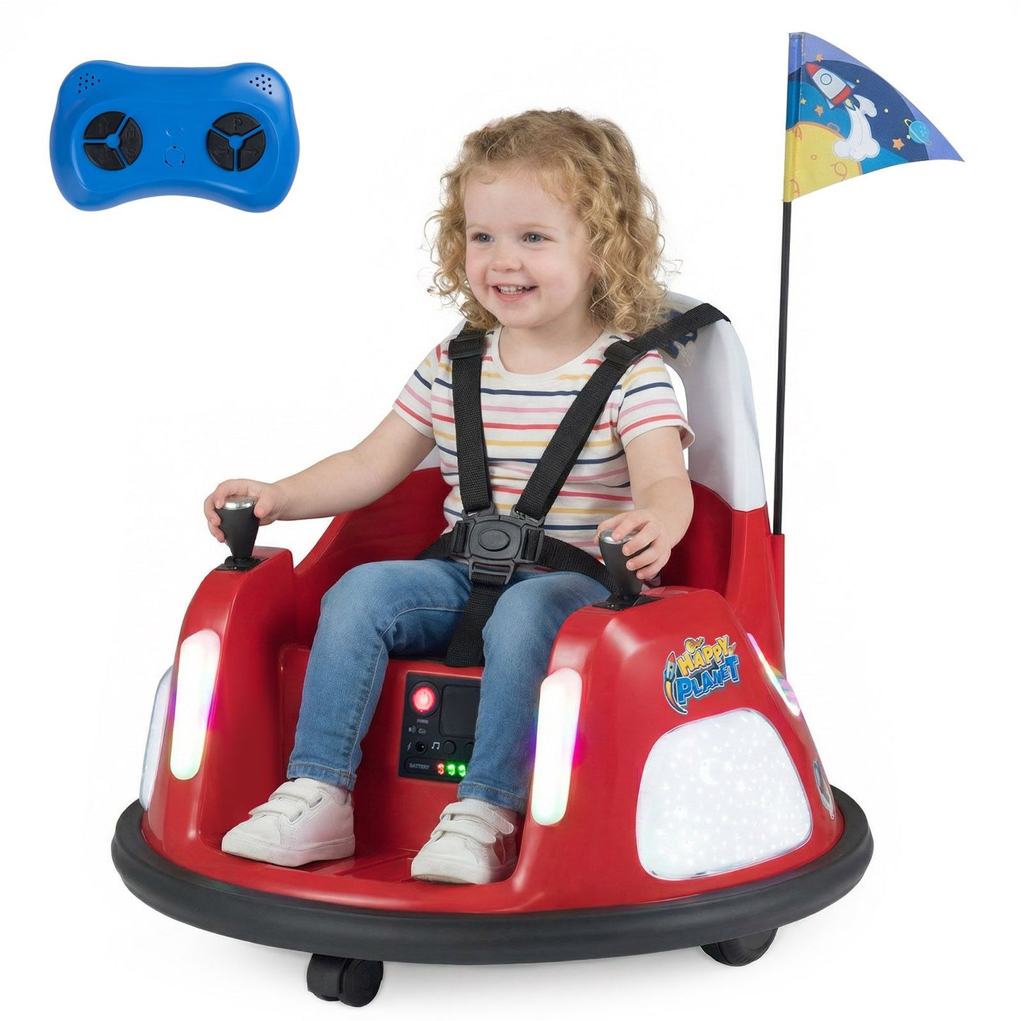 12V Bumper Car for Kids with Remote Control and Lighting Modes