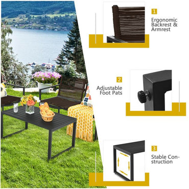 4 Piece Patio Furniture Set with Loveseat Single Chairs and Table