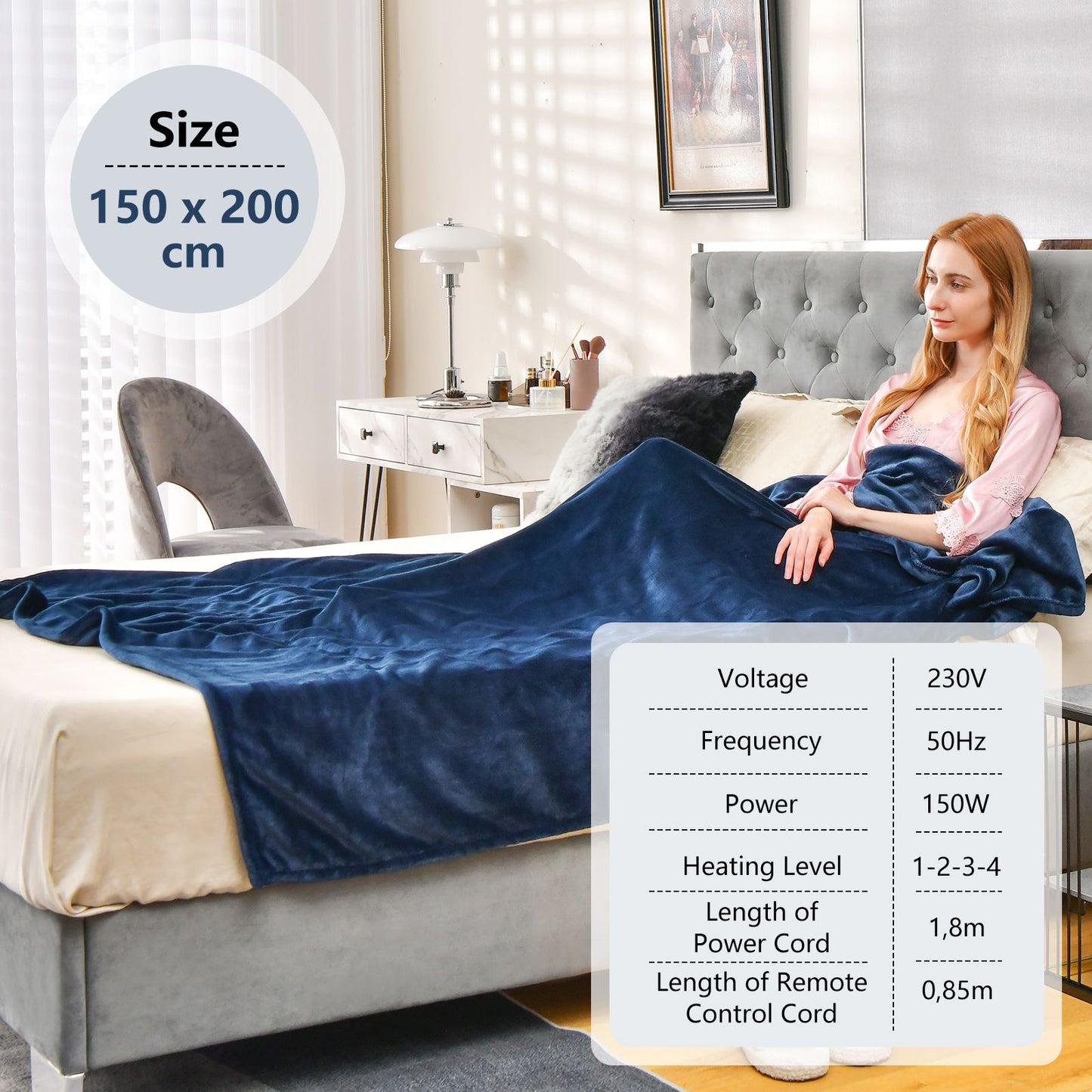 Electric Heated Blanket with 4 Heating Levels