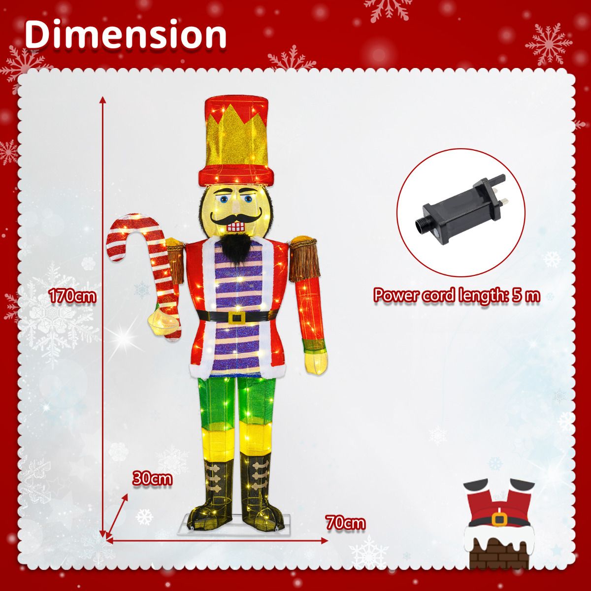 Lighted Nutcracker Soldier, Outdoor 3D Christmas Decoration with LED Lights