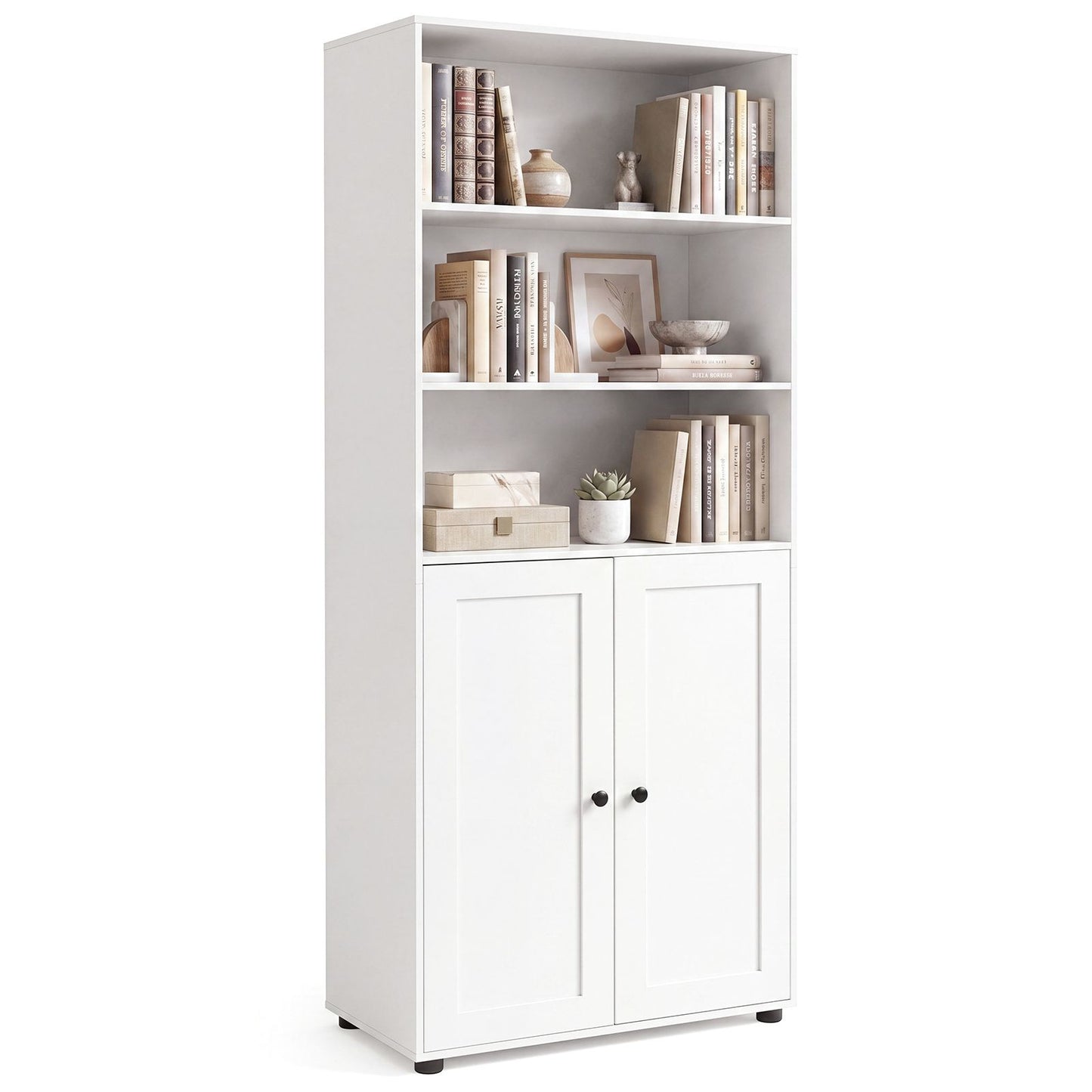 181 CM Tall Bookcase with 3 Shelves and Adjustable Shelf for Home Office