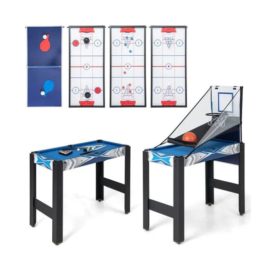 6-In-1 Combo Game Table with Air Hockey Billiards Table Tennis