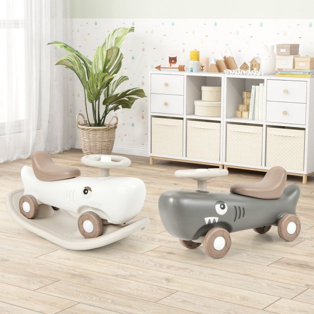Kids 3-in-1 Convertible Rocking Horse and Sliding Car for Indoor Outdoor Use