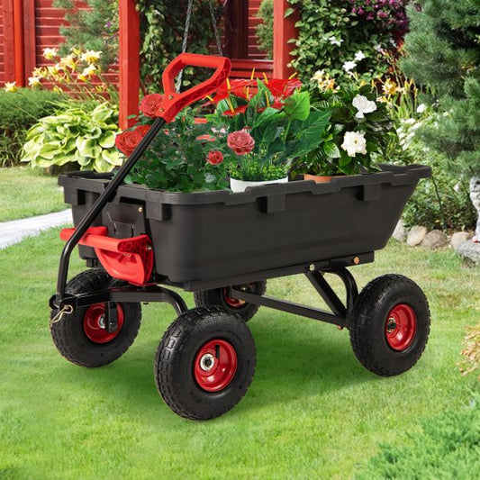 Garden Dump Cart with Adjustable Handle and Quick Dump Design