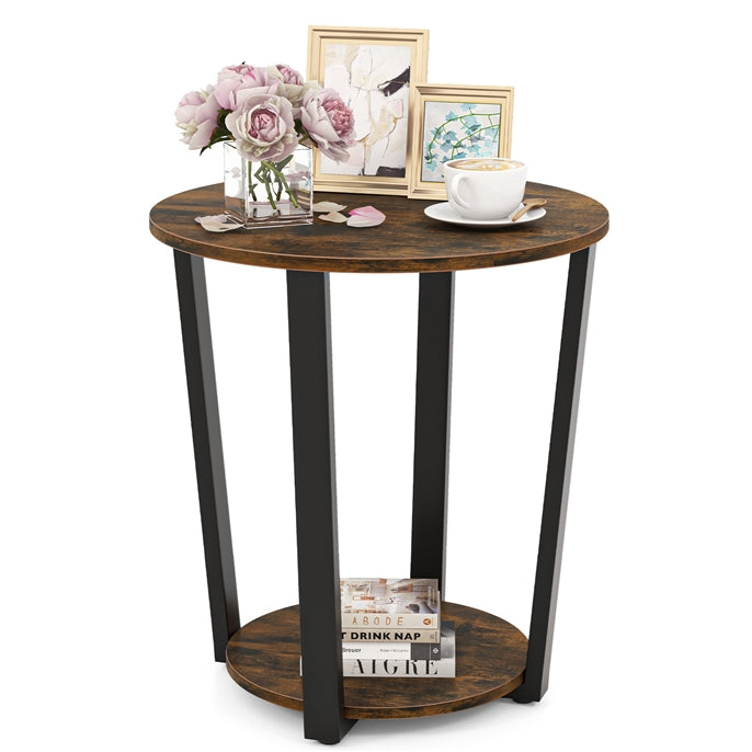 2-Tier Accent Side Table with Open Shelf