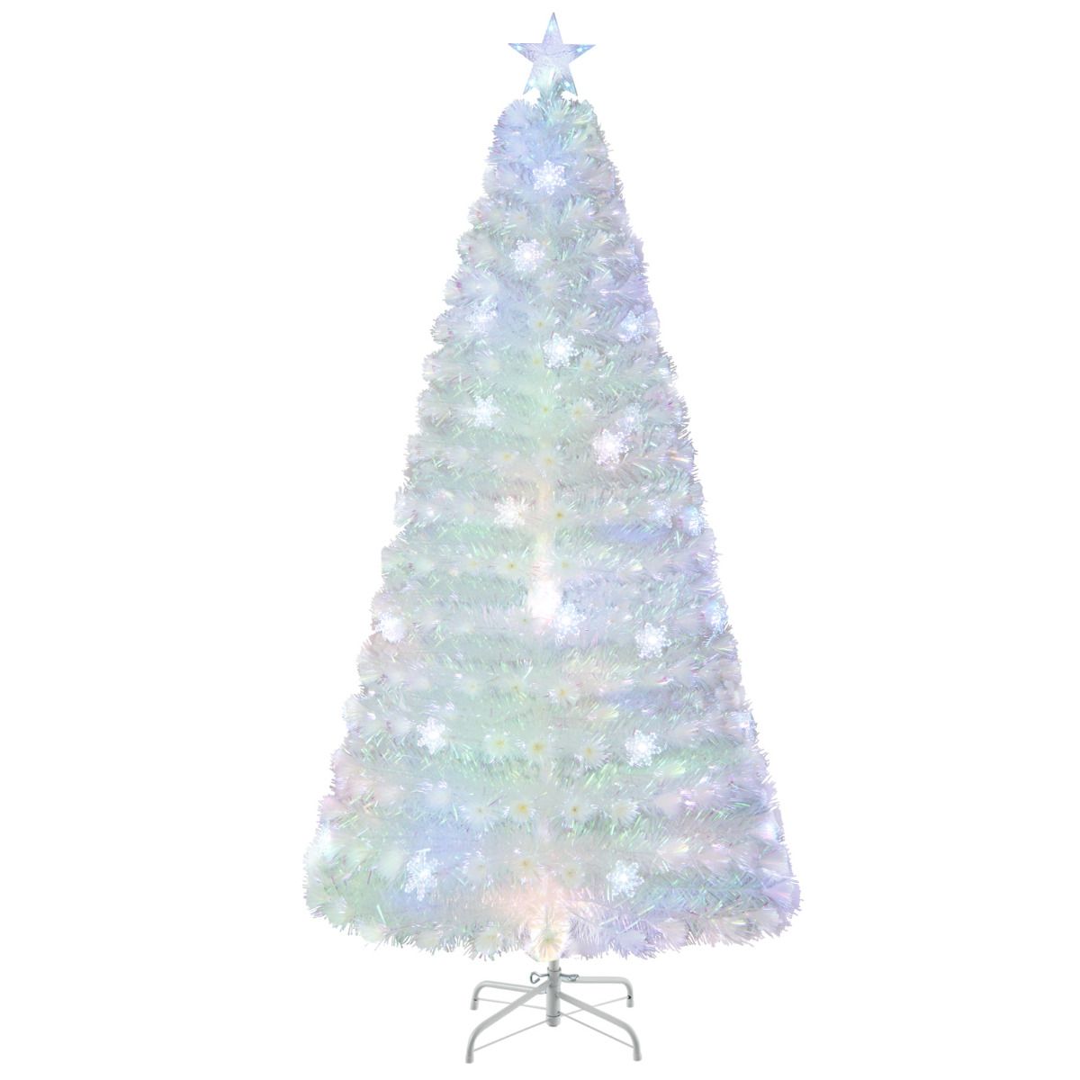 4/5/6/7 Feet Artificial Fiber Optic White Pre-lit Christmas Tree with Light