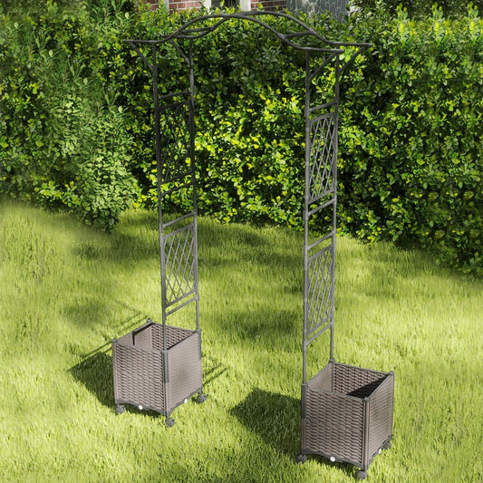 207 x 250 cm Garden Arch Trellis with 2 Self-Watering Planter Boxes