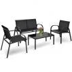 4 Piece Garden Furniture Set with loveseat for Patio Without Cushions