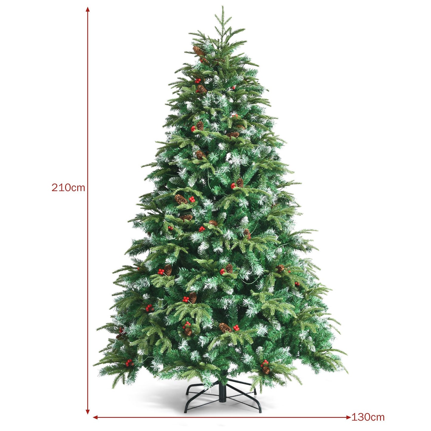 150/180/210 CM Artificial Christmas Tree with LED Lights and Tips