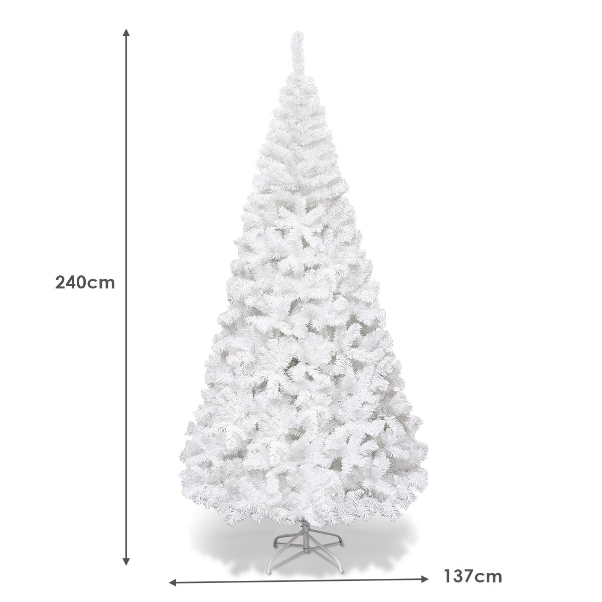 1.5/1.8/2.1/2.4M White Artificial Christmas Tree with Metal Stand