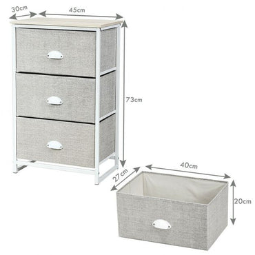 3 Fabric Nightstand Bedside Storage Cabinet Folding Drawers
