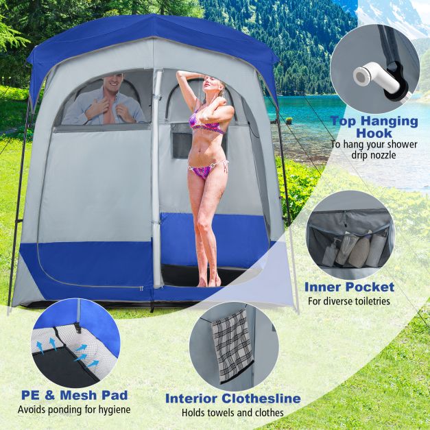 2 Rooms Privacy Shelter Tent with Removable Rain Fly