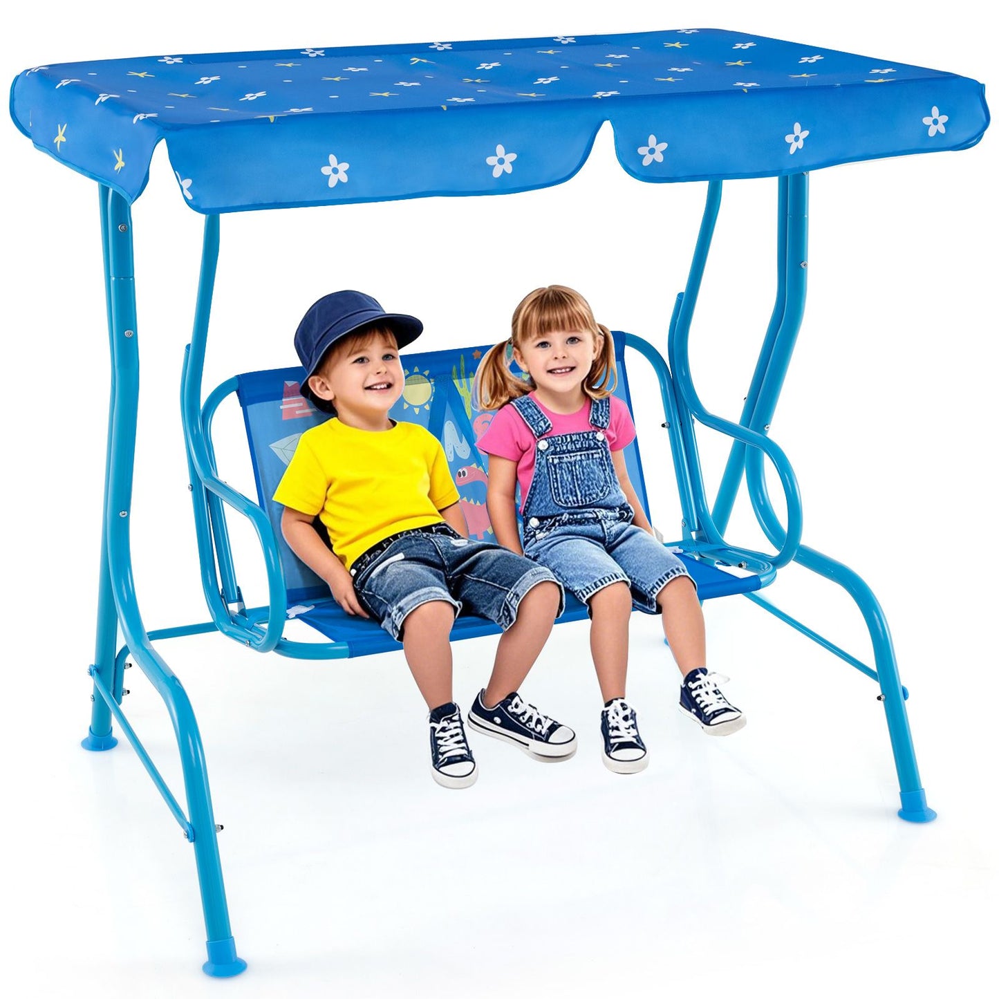Kids Swing Chair with Adjustable Canopy and Safety Belts