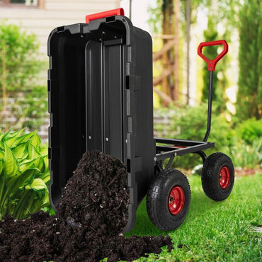 Garden Dump Cart with Adjustable Handle and Quick Dump Design
