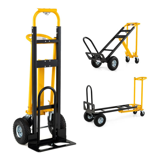 3-in-1 Folding Hand Truck Heavy-Duty Convertible Platform Cart with Rubber Wheels and Ergonomic Handle