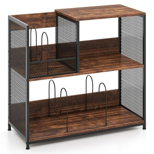 3-Tier Record Player Stand with Vinyl Storage and 3 Removable Dividers
