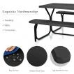 Picnic Table Bench Set with Metal Base Wood for Outdoor