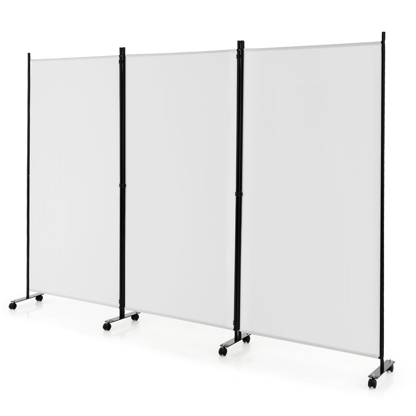 3-Panel Folding Room Divider with Wheels for Living Room Bedroom
