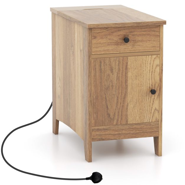 End Table with Charging Station USB Ports and Outlets