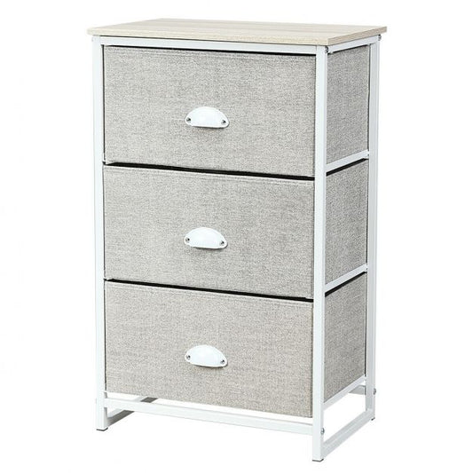 3 Fabric Nightstand Bedside Storage Cabinet Folding Drawers