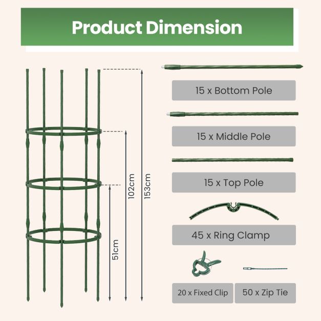 3 Pack Adjustable Tomato Cage Trellis for Climbing Plants Vines Flowers Vegetables