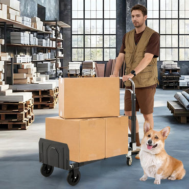 3 in 1 Convertible Hand Truck Heavy Duty Folding Trolley with Retractable Handle and Adjustable Length