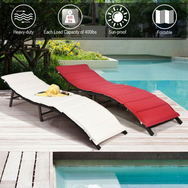 2PCS Folding Chaise Lounge Double-sided Cushioned