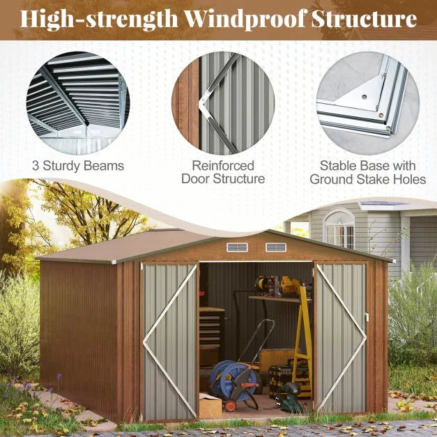 426 cm x 300 cm Outdoor Storage Shed Large Garden Tool House