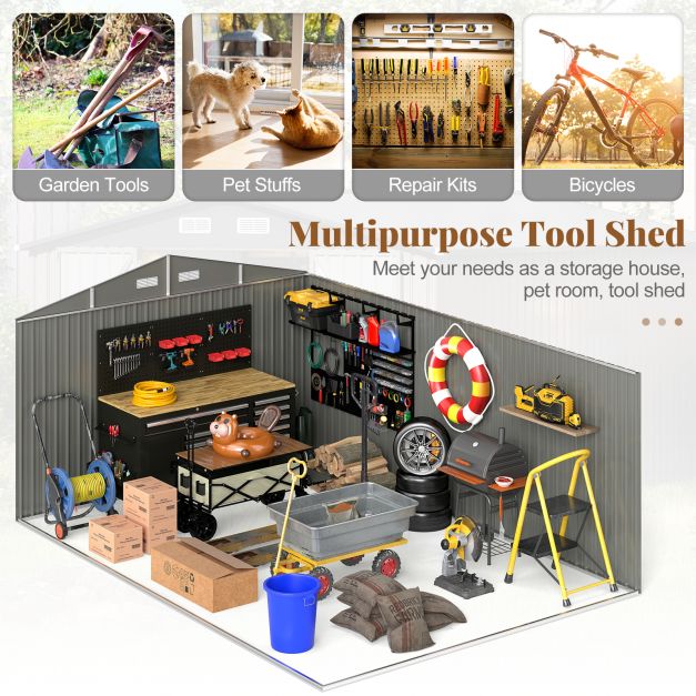 426 cm x 300 cm Outdoor Storage Shed Large Garden Tool House