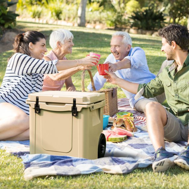 43L Cooler Towable Ice Chest with All-Terrain Wheels Leak-Proof