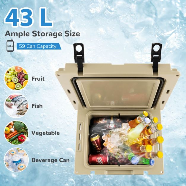 43L Cooler Towable Ice Chest with All-Terrain Wheels Leak-Proof