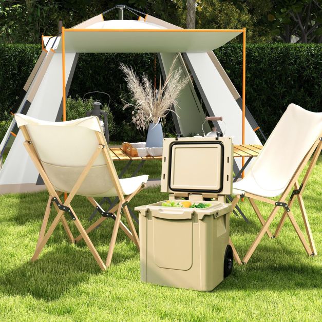 43L Cooler Towable Ice Chest with All-Terrain Wheels Leak-Proof