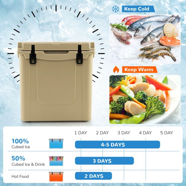 43L Cooler Towable Ice Chest with All-Terrain Wheels Leak-Proof