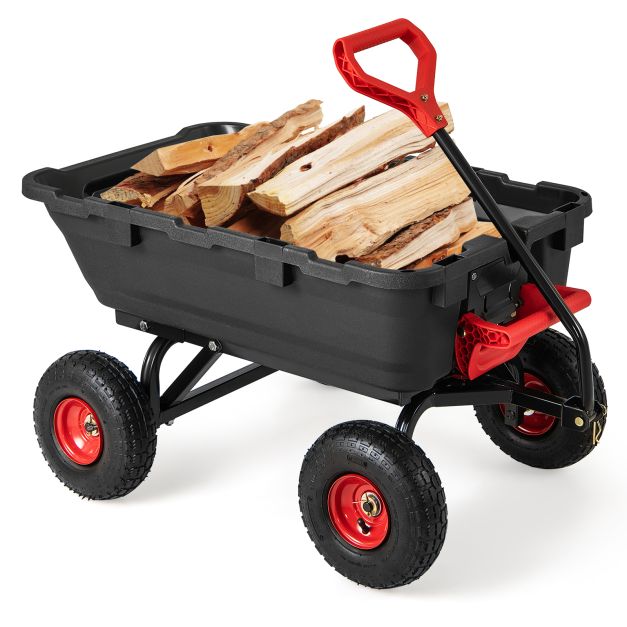 Garden Dump Cart with Adjustable Handle and Quick Dump Design