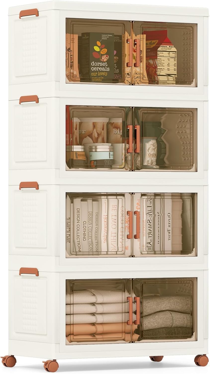 3 or 4 Tier Stackable Storage Bins with Lid & Lockable Wheels