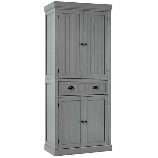 4-Door Tall Kitchen Cupboard Adjustable Shelves and Drawer