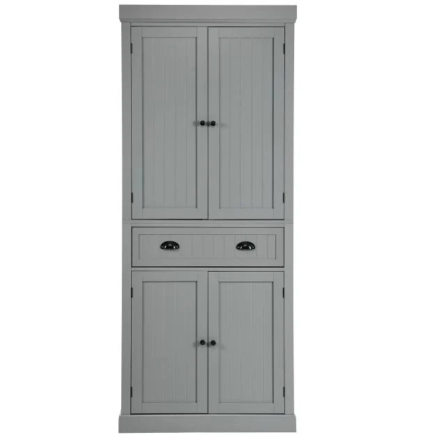 4-Door Tall Kitchen Cupboard Adjustable Shelves and Drawer