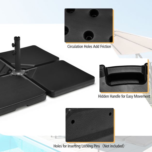 4 Pieces Portable Square Outdoor Umbrella Base with Handle