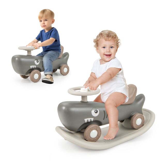 Kids 3-in-1 Convertible Rocking Horse and Sliding Car for Indoor Outdoor Use