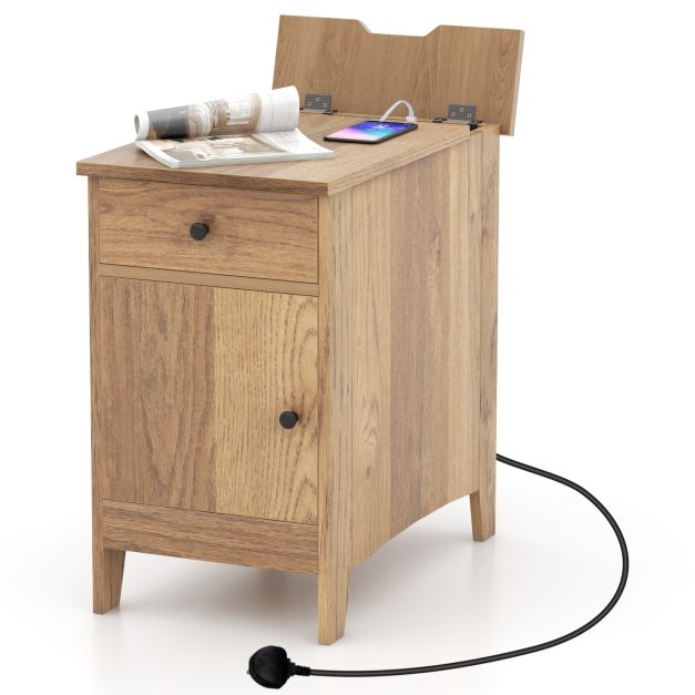 End Table with Charging Station USB Ports and Outlets