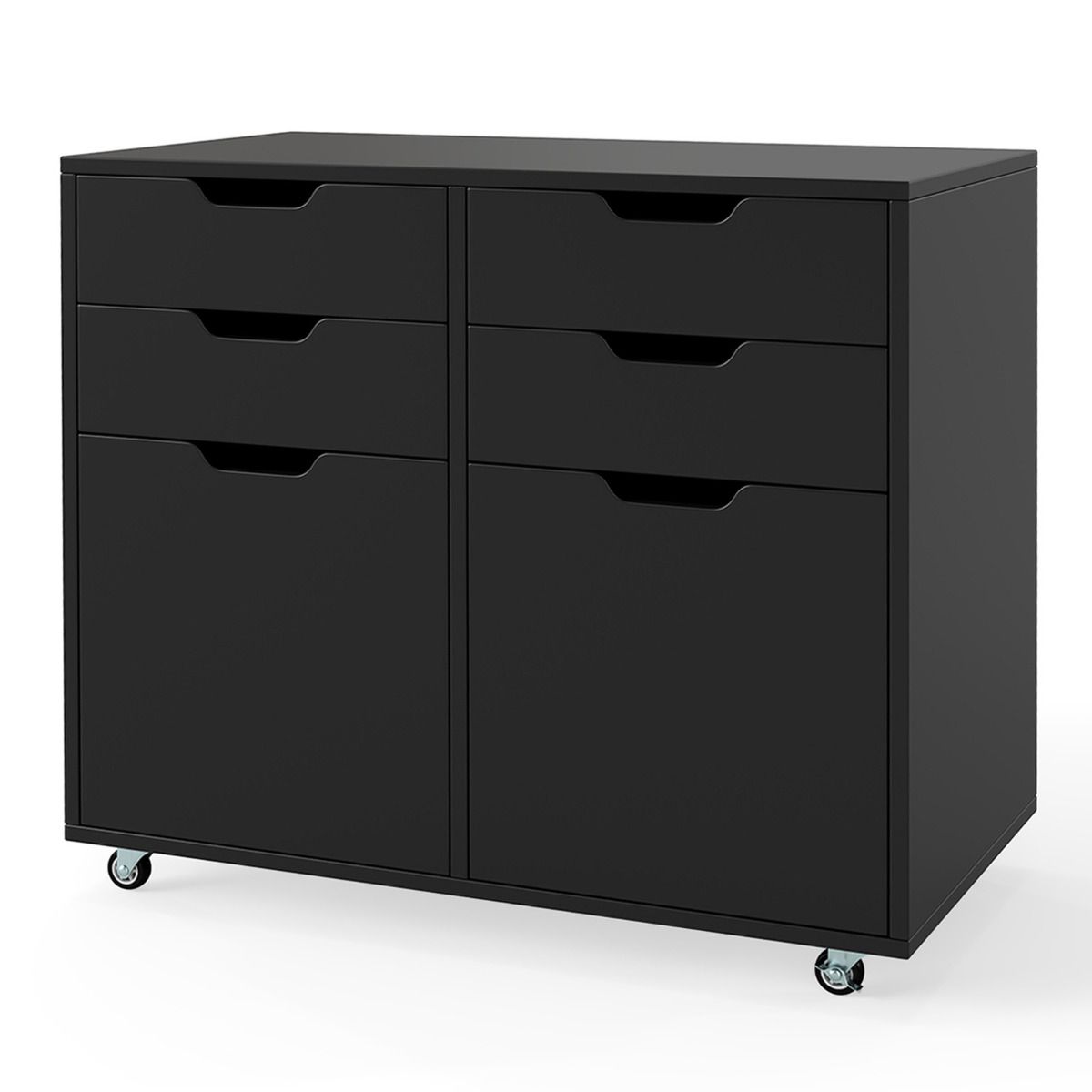 4 Drawer Dresser Chest with Doors and Universal Wheels
